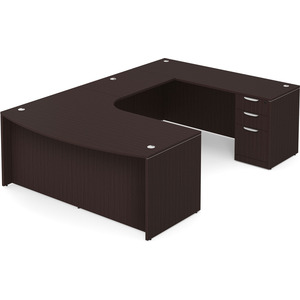 CLAUD1012R- Right-Handed Classic U-Shape Bowfront Executive Workstation 71" W x 107" D with Box/Box/File Pedestal- Espresso