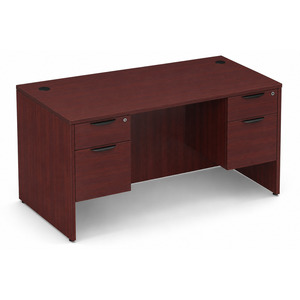 CLASD1027- Classic Desk 66" W x 30" D with Two Hanging Pedestals- Mahogany