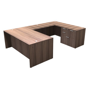 CLAUD1004 Executive U-Shape Typical 71" X 107" Desk- Modern Walnut