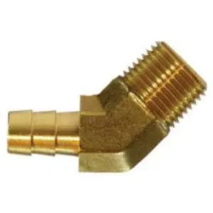 45-deg Elbow, 5/16-in Hose Barb x 1/8-in Male NPTF, Brass