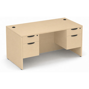 CLASD1027- Classic Desk 66" W x 30" D with Two Hanging Pedestals- Maple