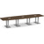 14' Classic Boat Shape Conference Table with Palmer Base - Modern Walnut Top, Silver Brushed Base