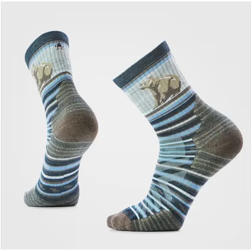 SMARTWOOL 2880 - Hike Bear Stripe Mid Crew Socks - Twilight Blue