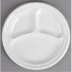 10CPWF DART 10.25" WHITE 3 COMPARTMENT PLASTIC PLATE, 500/CS