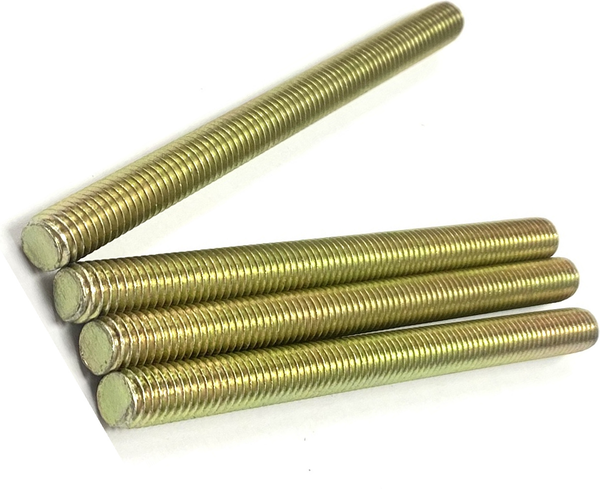 1/4" - 20 X 4" FULLY THREADED STRAIGHT ROD SAE J429 GR 8 ZINC TRIVALENT YELLOW