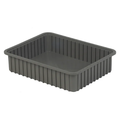 Divider Box Container - Polyethylene - 22-2/5" x 17-2/5" x 5" - 0.79 cu ft - Grey
