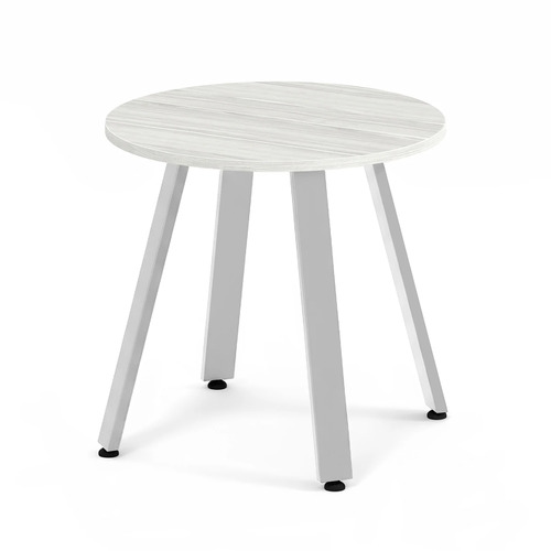 Signature Round Meeting Table 30" - Silver Birch with Silver Metal Legs