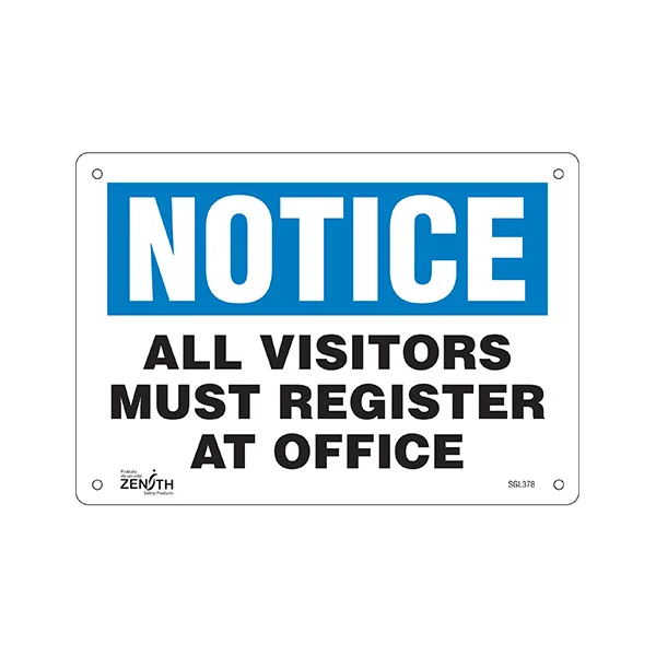 Visitors Must Register Sign - 10" x 7" - Plastic - English