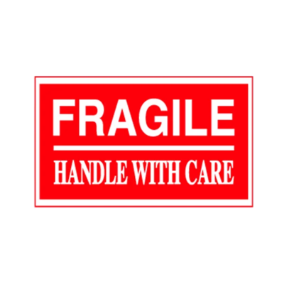 Fragile Handle With Care Label - 3" x 5" - Red
