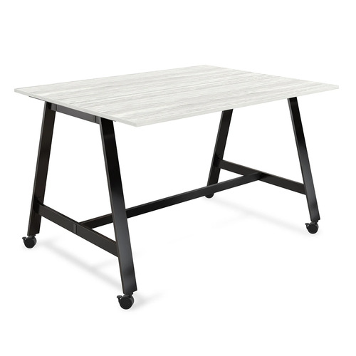 Signature Bistro Benching Table 48" x 72" - Silver Birch with Black Legs