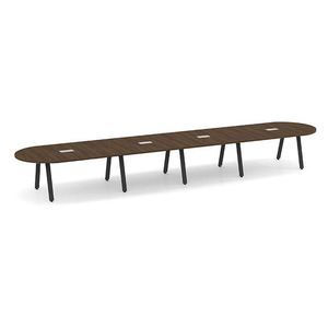 20ft Racetrack, Signature Conference Table: Black Metal Base, Modern Walnut Top