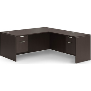 CLALD2035- Classic L-Shape Desk 60" W x 30" D with 42" Return and 2 Box/File Pedestals- Espresso
