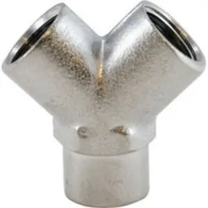 Wye, 1/4 in FIP x 1/4 in FIP x 1/4 in FIP, 1.4 in, Brass, Nickel-Plated