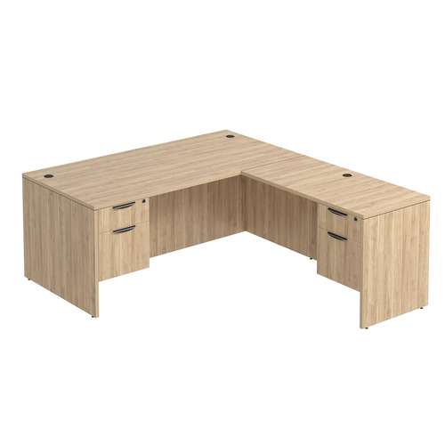 Classic L-Shape Desk 77" x 71" with 2 Box/File Pedestals - Aspen