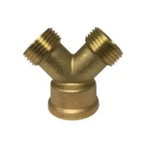 Wye Connector, 3/4-in Female Garden Hose x 3/4-in Male Garden Hose x 3/4-in Male Garden Hose, Brass