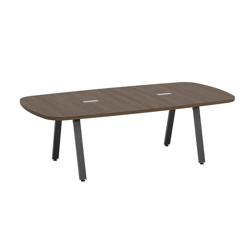 Signature Arena Conference Table 8 Foot - Modern Walnut with Black Metal Legs
