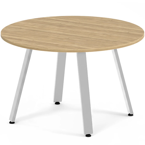 Signature Round Meeting Table 48" - Aspen with Silver Metal Legs