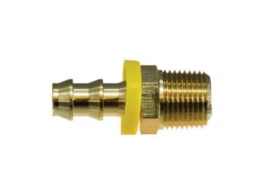 Straight Adapter, 3/8-in Push-On Hose Barbed x 3/8-in MNPTF, Brass