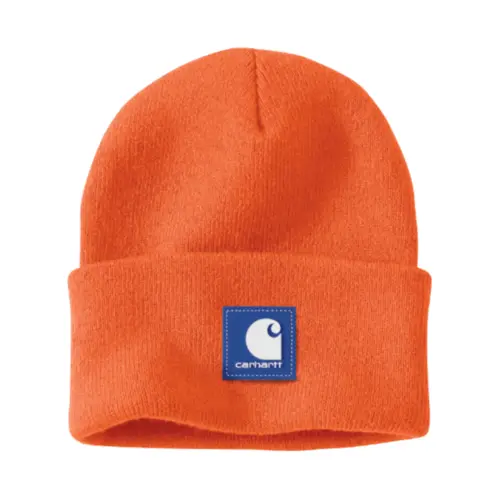 CARHARTT 106920 - Brite Orange Knit Rubber Patch Beanie - Brite Orange