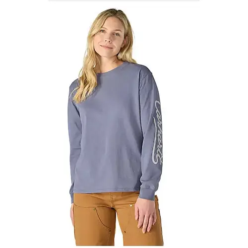 Carhartt WK107742 - Women's Irvine Loose LS Logo T-Shirt - Approaching Storm Heather