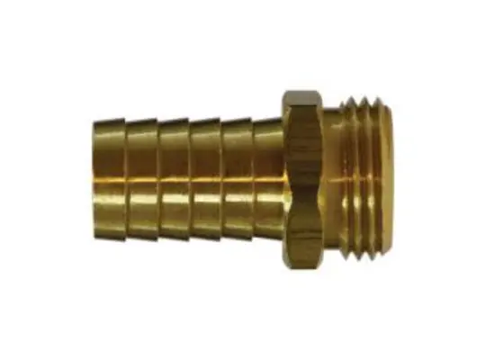 Straight Male End Hex Adapter, 1-in Garden Hose Barbed x 1-in MGH, Brass