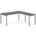 Elements L-Shape Desk 84" x 72" x 36"D - Newport Grey with Silver Legs