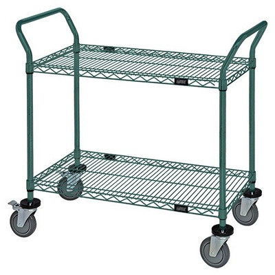 Quantum WRC-1836P-2 2 Wire Shelf Mobile Utility Cart, Green Epox