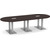 10' Classic Racetrack Conference Table with Palmer Base - Espresso Top, Brushed Silver Base