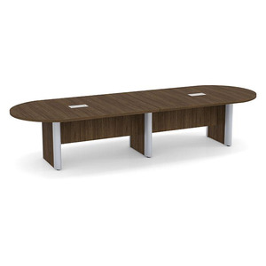 12ft Racetrack, accent base Conference Table: MODERN WALNUT w/SILVER CLPRT3138NMWNMWNSIL