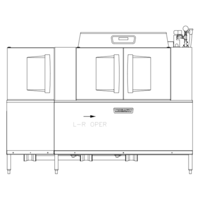 Hobart CLPS86EN-ADV+BUILDUP Low Temp Conveyor Dishwasher With Bo