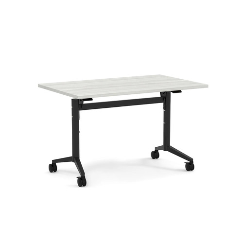 Nestling Flip Top Table 30" X 48" - Silver Birch Top with Black Base