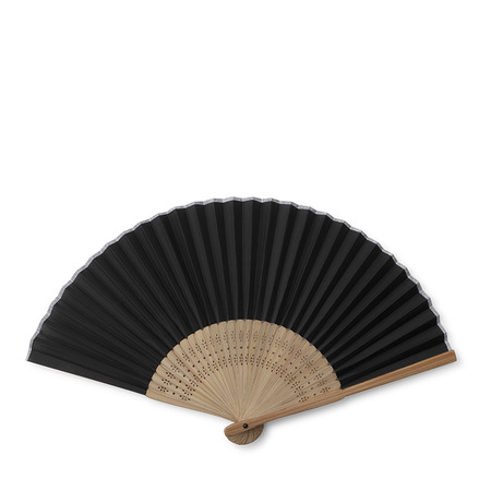 Folding Fan Black & Bamboo
