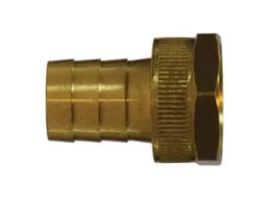 Short Shank Female End Hex Adapter with Hex Nut, 3/4-in Garden Hose Barbed x 3/4-in FGH,