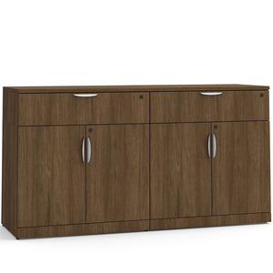 CLAST1023N, Lateral Storage Credenza with Double Buffet Drawers - Modern Walnut