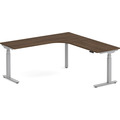 Enhance Electric Height-Adjustable L-Shape Desk with Right Radiused Corner 72" X 72" - Modern Walnut with Silver Base