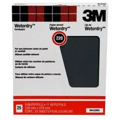 9 X 11" 220A GRIT, 99422NA PRO-PAK WETORDRY SANDING SHEETS, 25/PK