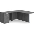 Classic L-Shape Bullet Workstation 77" x 71" with Left Hand Return and Box/Box/File Pedestal - Newport Grey with Silver Post Finish