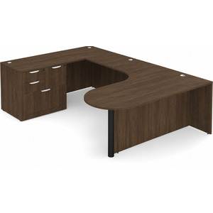 CLAUD1007L Executive Bullet U-Shape Typical 71" X 101" Desk- Modern Walnut/Black