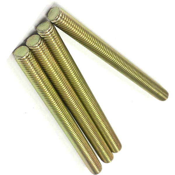 NO. 10" - 24 X 6" FULLY THREADED STRAIGHT ROD ALLOY STEEL 33-39 HRC ZINC TRIVALENT YELLOW