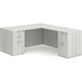 Classic L-Shape Desk 77" x 66" with 2 Full Pedestals - Silver Birch