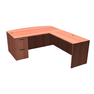 CLALD1012- Bowfront L-Shape Desk 71" W x 41" D with 47" Return and File/File Pedestal- Cherry
