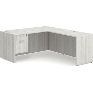 CLALD1037- Classic L-Shape Desk 66" W x 30" D with 47" Return and Box/File Pedestal- Silver Birch