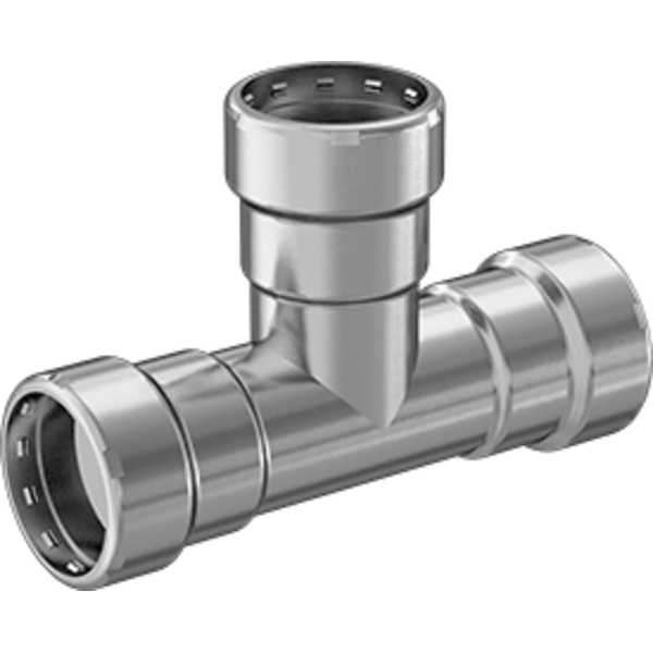 Low-Pressure Press-Connect Pipe Fitting, 304 Stainless Steel Tee Connector, 3/4 Size Unthreaded Female