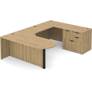 CLAUD1007R Executive Bullet U-Shape Typical 71" X 101" Desk- Aspen/Black