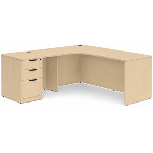 CLALD1005L- Left-Handed Classic L-Shape Workstation 66" W x 24" D with 42" Return and Box/Box/File Pedestal- Maple