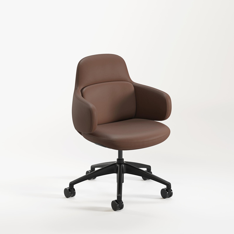 CHK73400 VIVA CLUB CHAIR w/ NYLON BASE - Black base, Brown Seat
