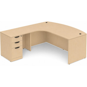 CLALD1008L- Left-Handed Bowfront L-Desk 71" W x 36" D with 47" Return and Box/Box/File Pedestal- Maple