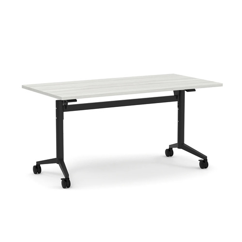 Nestling Flip Top Table 30" X 60" - Silver Birch Top with Black Base