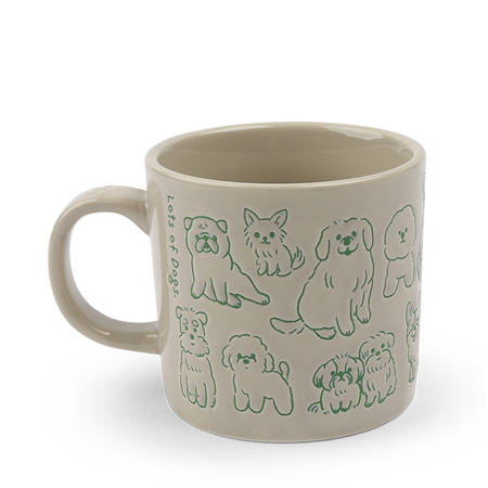 Mug White Green Dogs