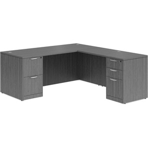 CLALD2044- Classic L-Shape Desk 71" W x 30" D with 42" Return and 2 Full Pedestals- Newport Gray
